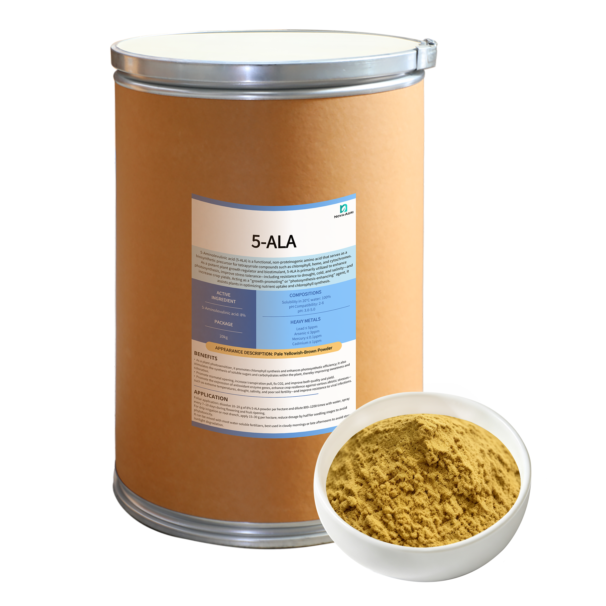 5-ALA 8% 5-aminolevulinic acid powder sample with export packaging