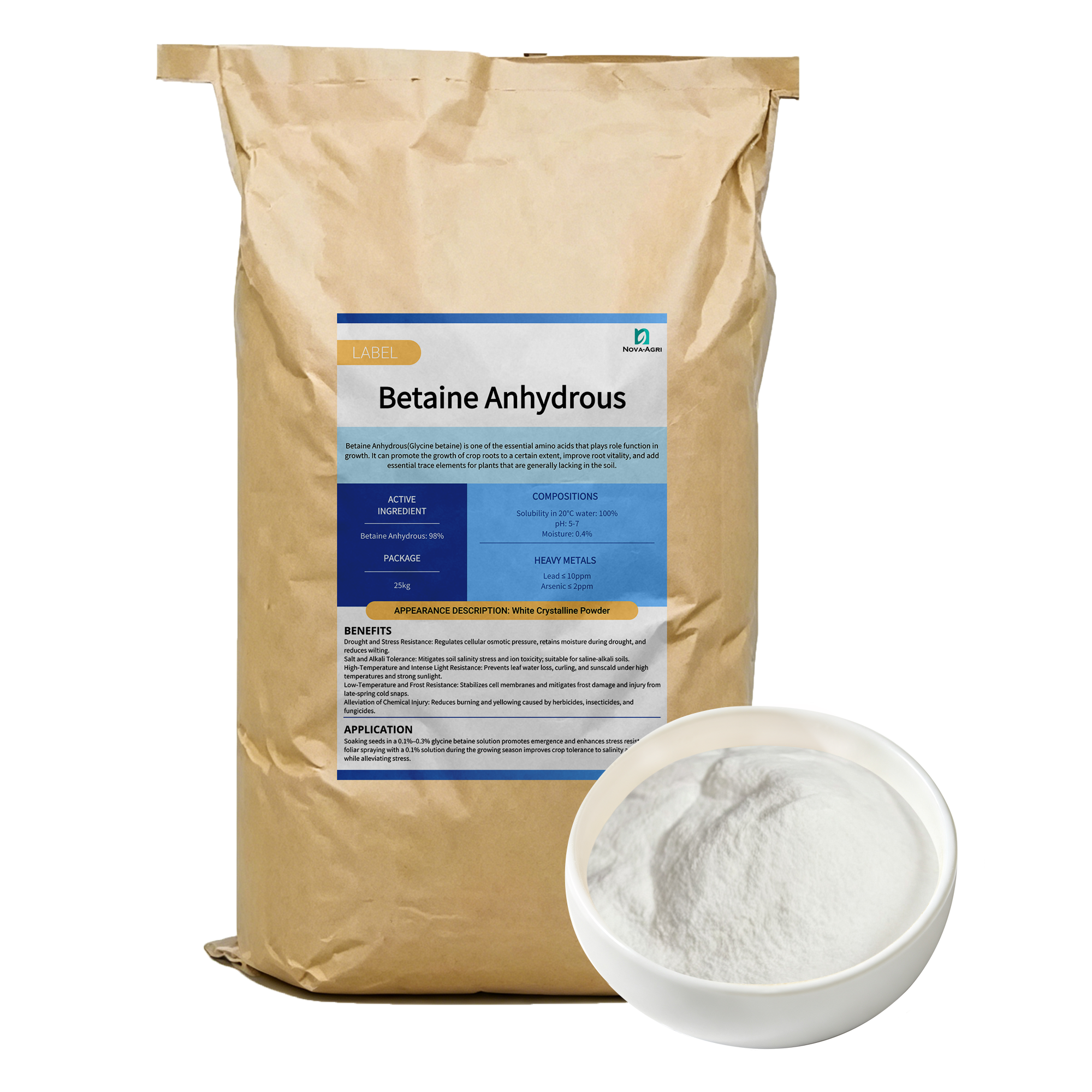 High purity Glycine Betaine 98% crystalline powder supplied by China factory